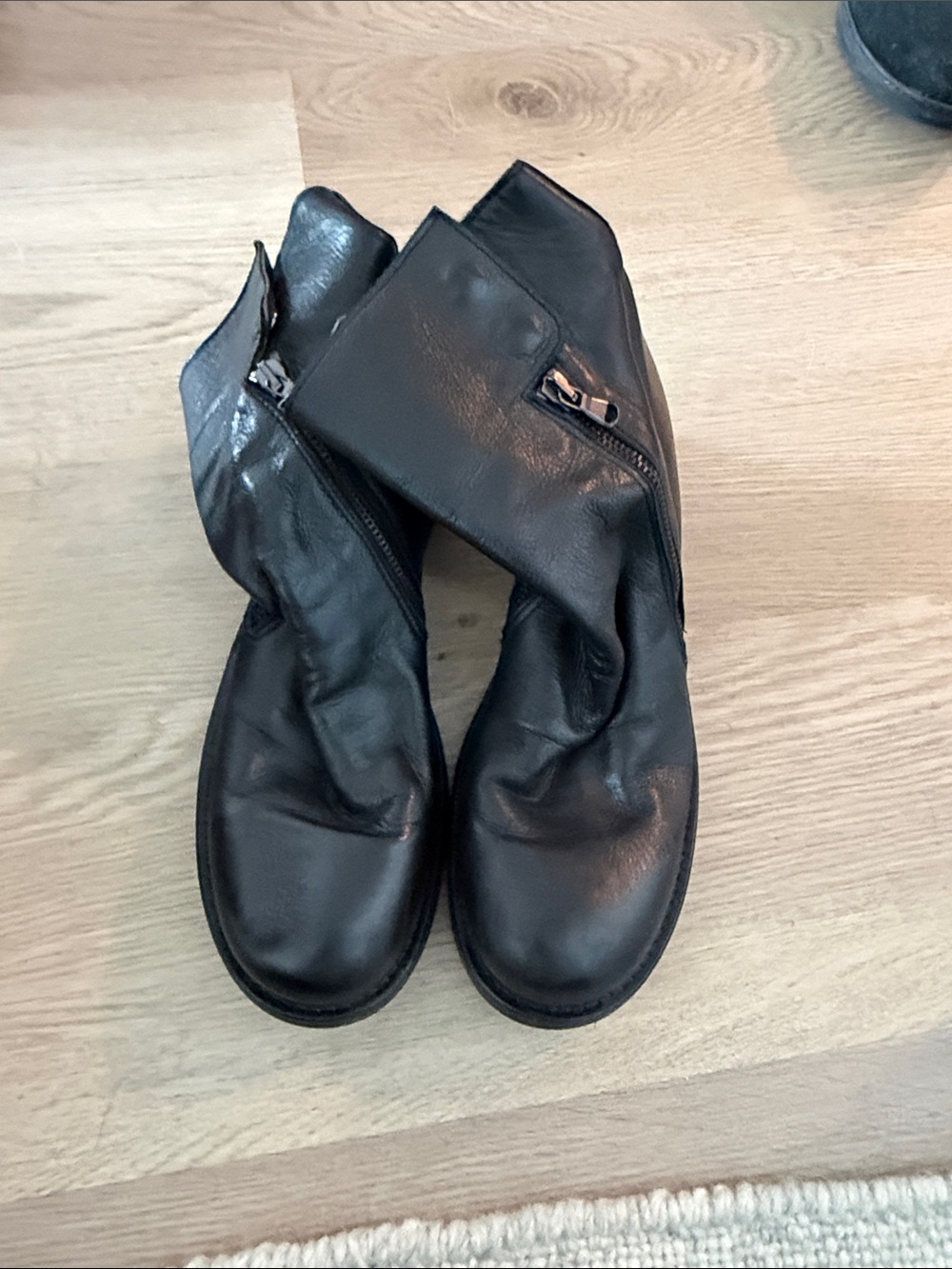 Classic Black Leather Side-Zip Ankle Booties